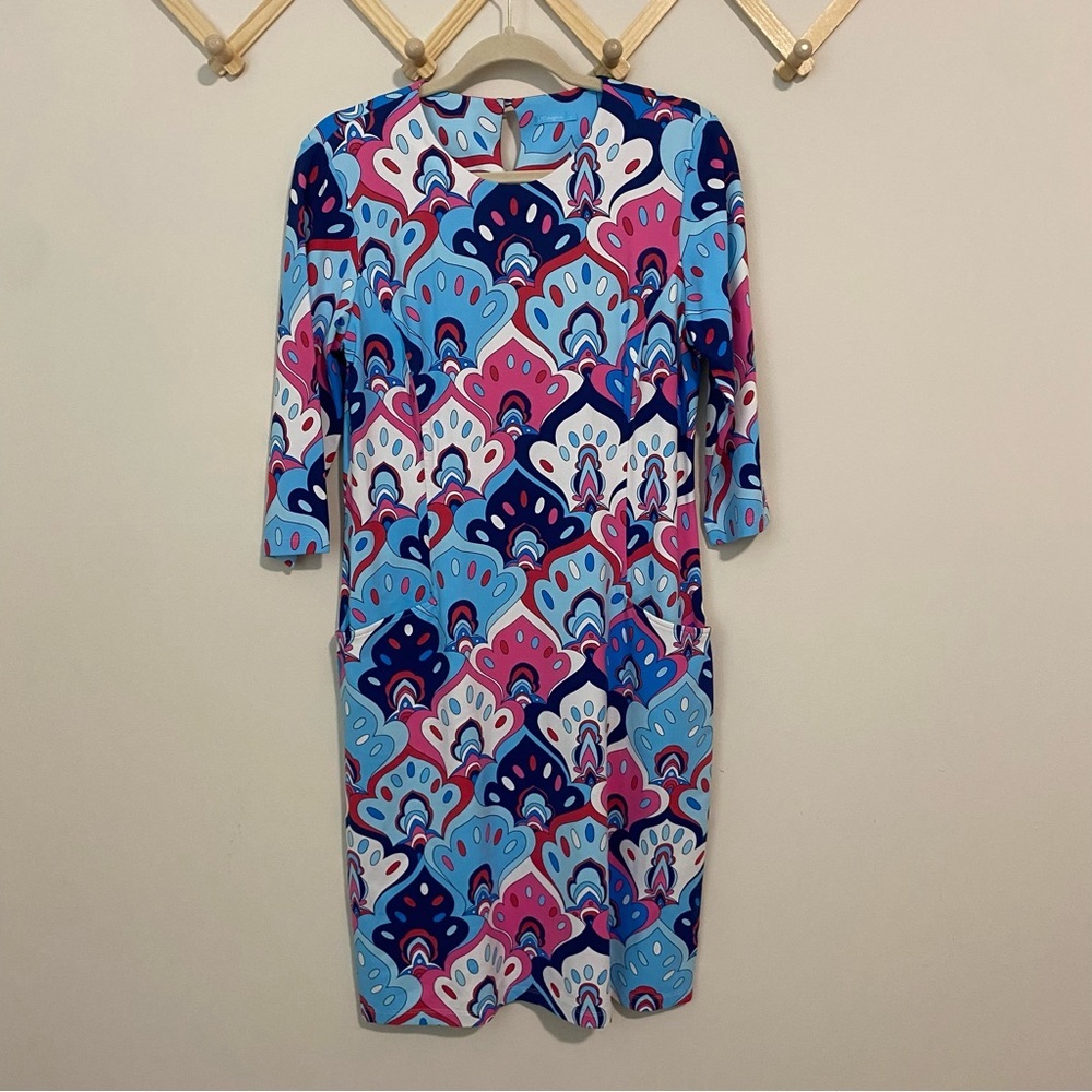 J. McLaughlin Catalyst Psychedelic Sheath Dress size Large